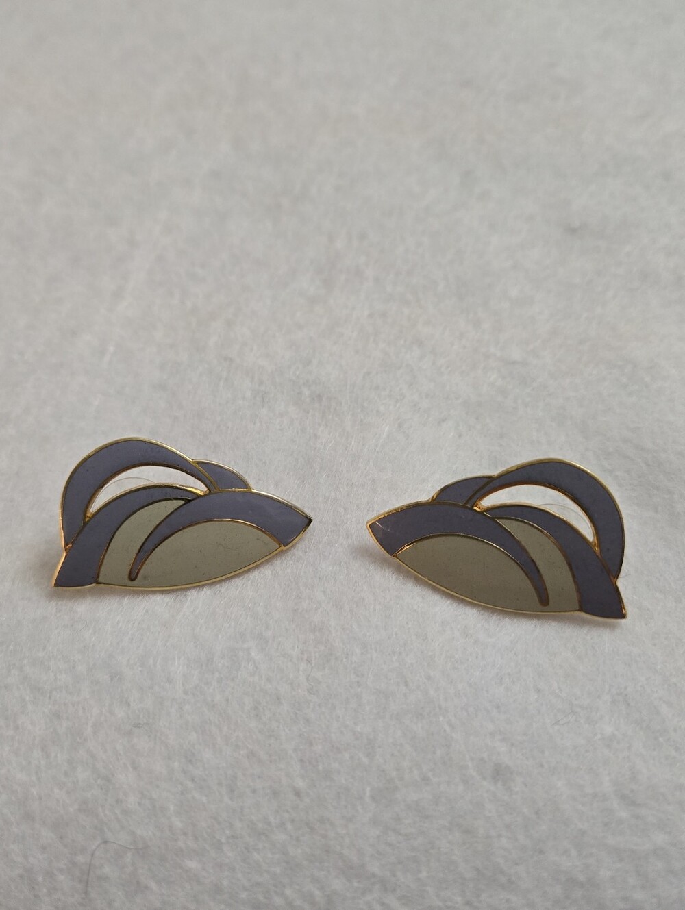 Vintage Isle of Skye 1980s Postmodern Enamel Geometric Pierced Earrings